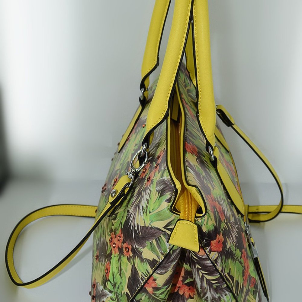 Floral Print Colorful Vegan Leather Shoulder/Crossbody Handbag, NWT - Picture 4 of 6
